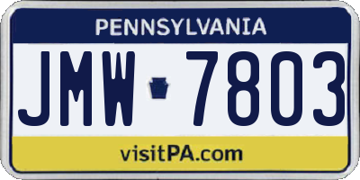 PA license plate JMW7803
