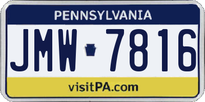 PA license plate JMW7816