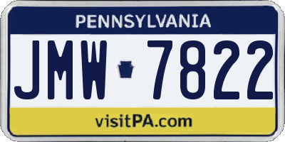 PA license plate JMW7822