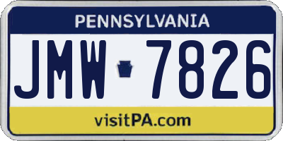 PA license plate JMW7826