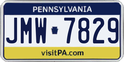 PA license plate JMW7829
