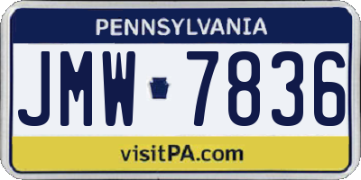 PA license plate JMW7836