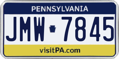 PA license plate JMW7845