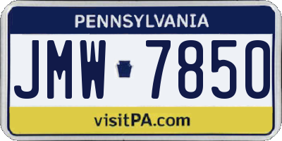 PA license plate JMW7850