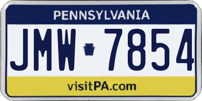PA license plate JMW7854