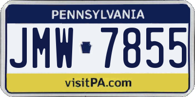 PA license plate JMW7855