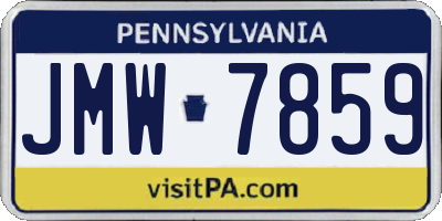 PA license plate JMW7859