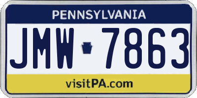 PA license plate JMW7863