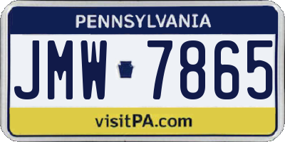 PA license plate JMW7865