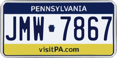 PA license plate JMW7867
