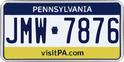 PA license plate JMW7876