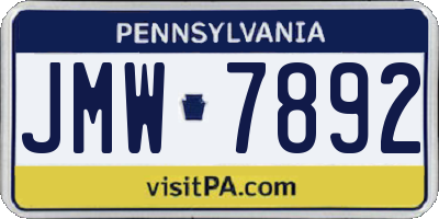 PA license plate JMW7892