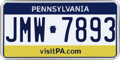 PA license plate JMW7893