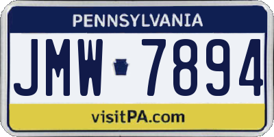 PA license plate JMW7894