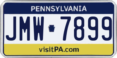 PA license plate JMW7899