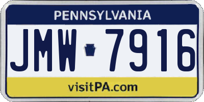 PA license plate JMW7916