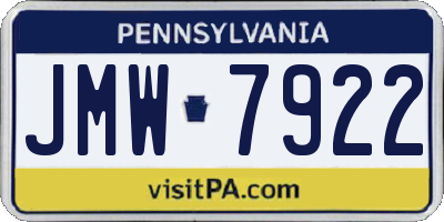 PA license plate JMW7922