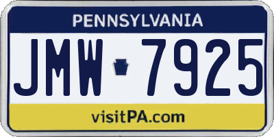 PA license plate JMW7925