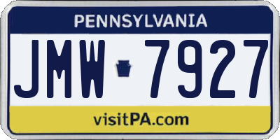 PA license plate JMW7927