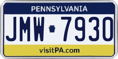 PA license plate JMW7930