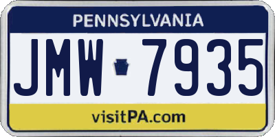 PA license plate JMW7935