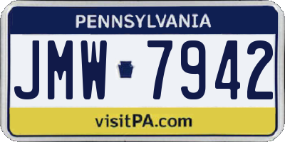 PA license plate JMW7942