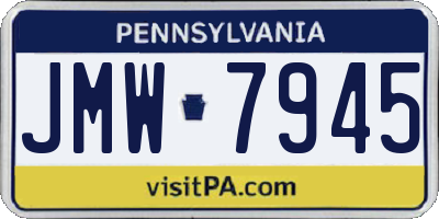PA license plate JMW7945