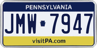 PA license plate JMW7947