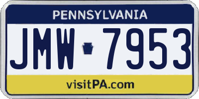 PA license plate JMW7953