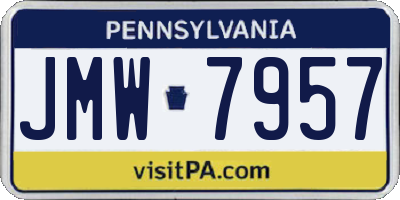PA license plate JMW7957