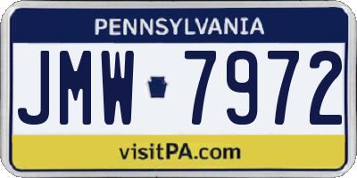 PA license plate JMW7972