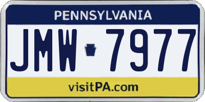 PA license plate JMW7977