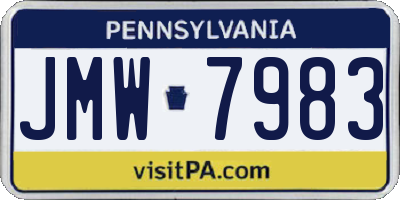 PA license plate JMW7983