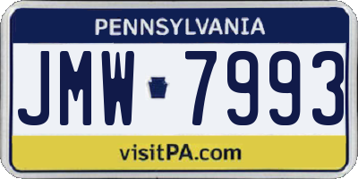 PA license plate JMW7993