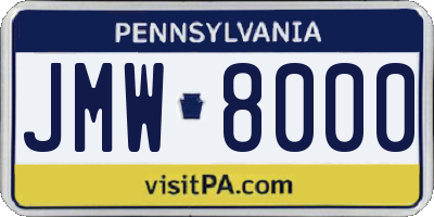 PA license plate JMW8000