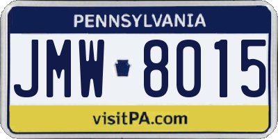 PA license plate JMW8015