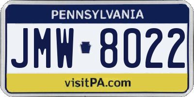 PA license plate JMW8022