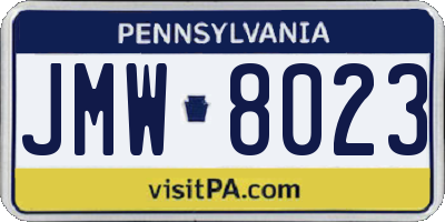 PA license plate JMW8023