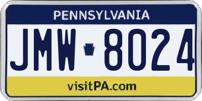 PA license plate JMW8024