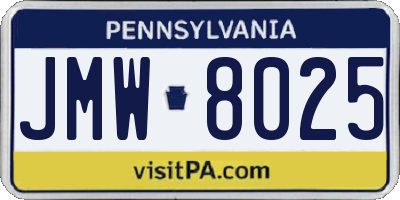 PA license plate JMW8025