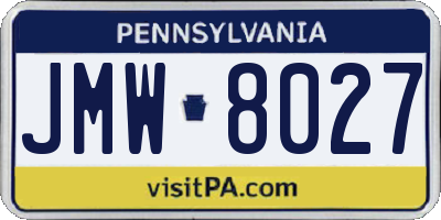 PA license plate JMW8027