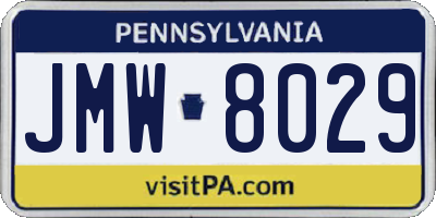PA license plate JMW8029