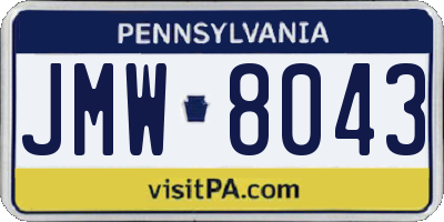 PA license plate JMW8043