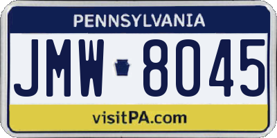 PA license plate JMW8045