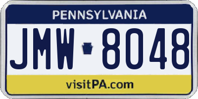 PA license plate JMW8048