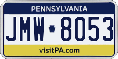 PA license plate JMW8053