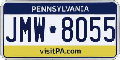 PA license plate JMW8055