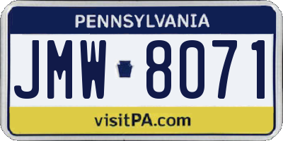 PA license plate JMW8071