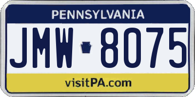 PA license plate JMW8075