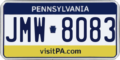 PA license plate JMW8083